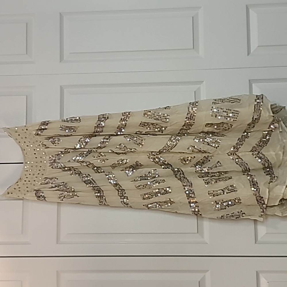Jen's Pirate Booty Cream Maxi Skirt with Silver Sequin Embellishment - Picture 5 of 6